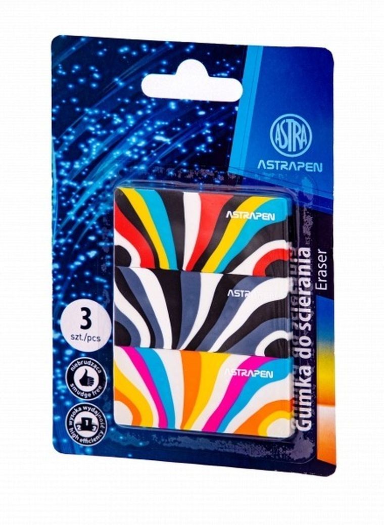 Astra, Astrapen, gumka, kolorowe paski, 3 szt.
