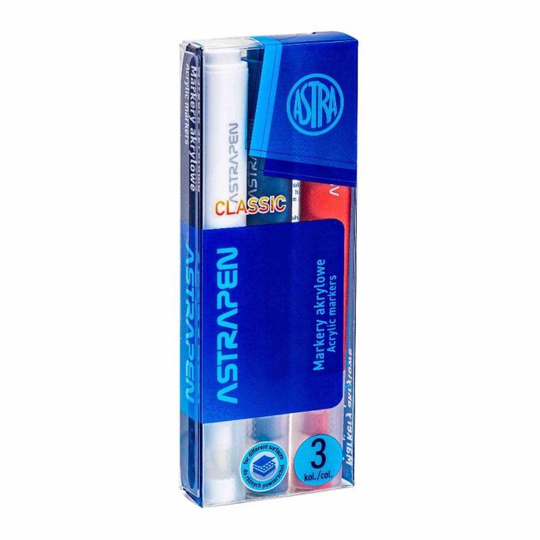 Astra, Astrapen, markery trójkątne, akrylowe, Classic, 3 kolory