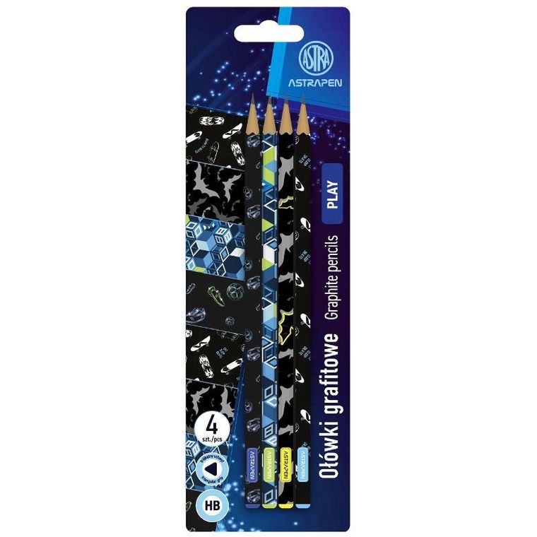 Astra, Astrapen, ołówki grafitowe, trójkątne, HB, Boys, 4 szt.