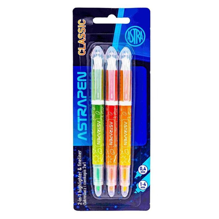 Astra, Astrapen, zakreślacz i cienkopis, 2w1, 3 kolory