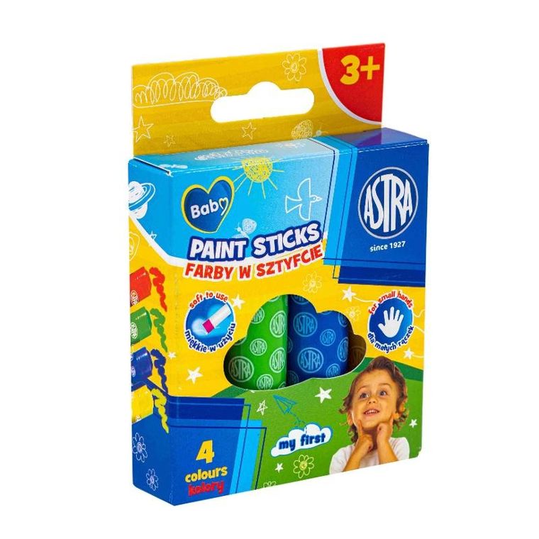 Astra, Baby, Jumbo, farby w sztyfcie, okrągłe, 4 kolory