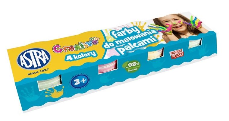 Astra Creativo, farby do malowania palcami, 4 kolory, 50 ml