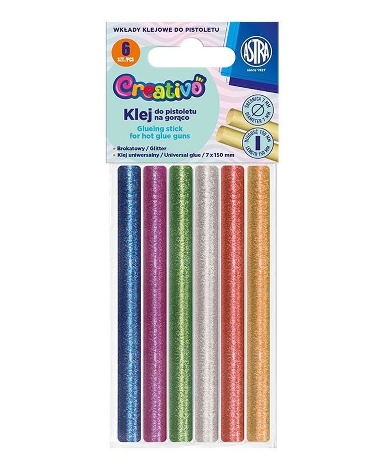 Astra, Creativo, klej do pistoletu na gorąco, kolorowy, 6 szt.