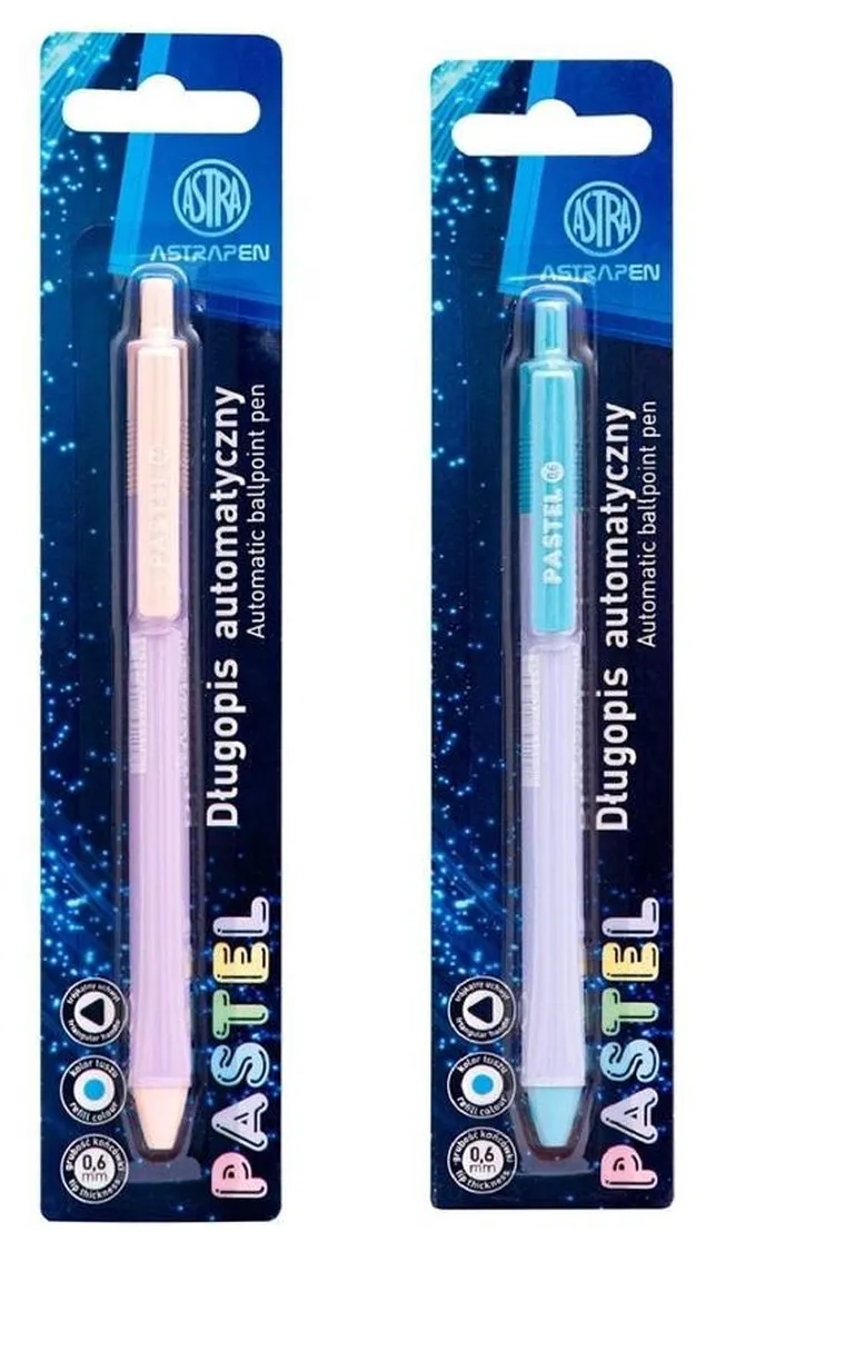 Astra, długopis automatyczny, Pastel, 0,6 mm