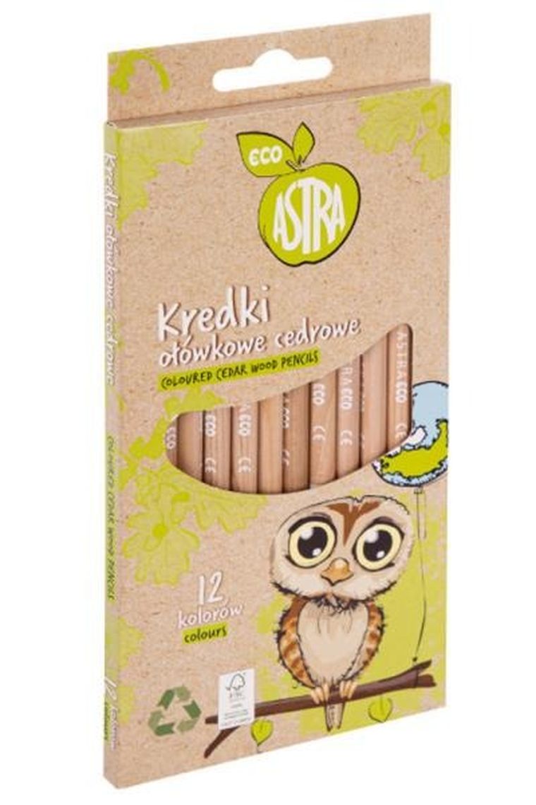 Astra, eco, kredki ołówkowe cedrowe, 12 kolorów