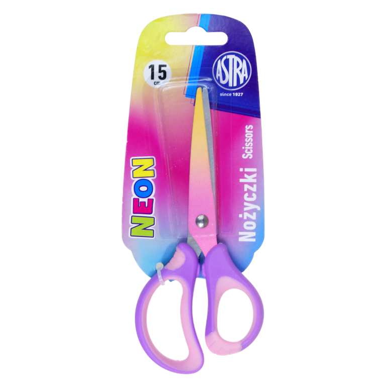 Astra, ergonomiczne nożyczki szkolne, neon, 15 cm