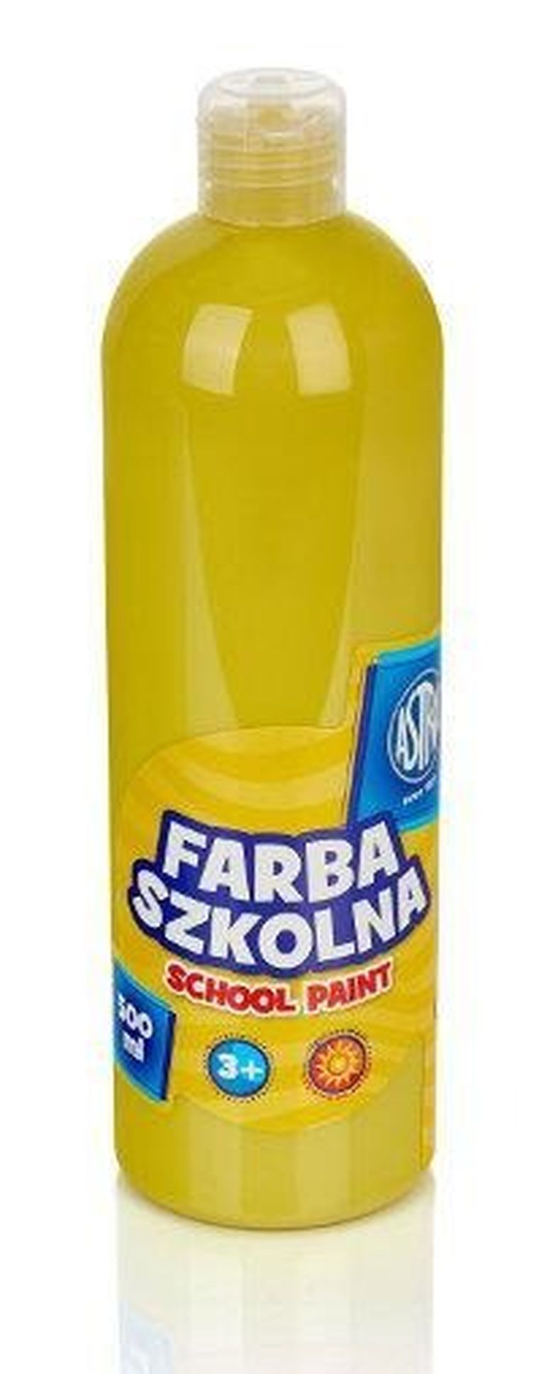 Astra, farba szkolna, butelka, żółta, 500 ml