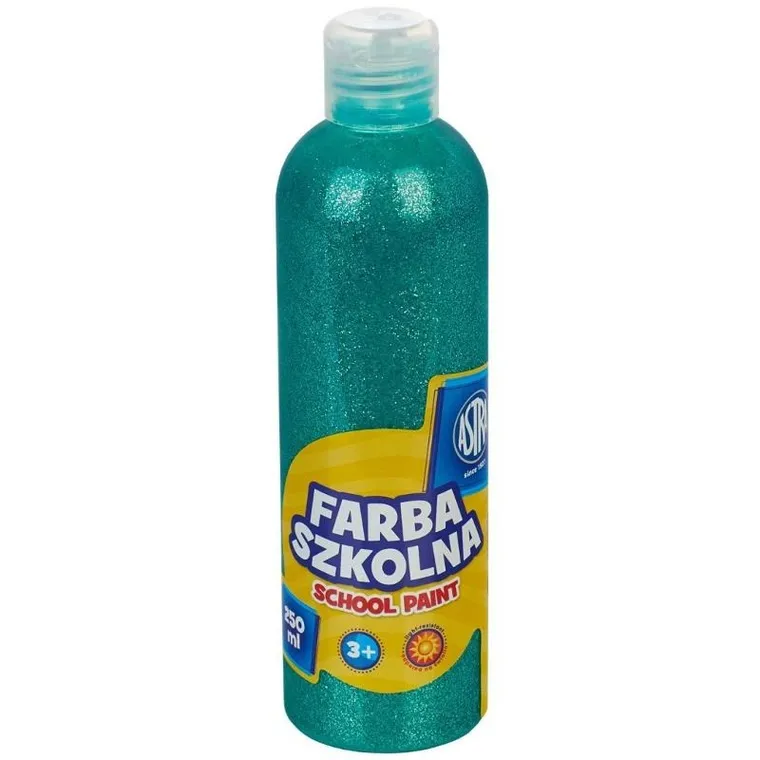 Astra, farba szkolna, naturalna tempera, 250 ml, brokatowa zielona (jadeit)