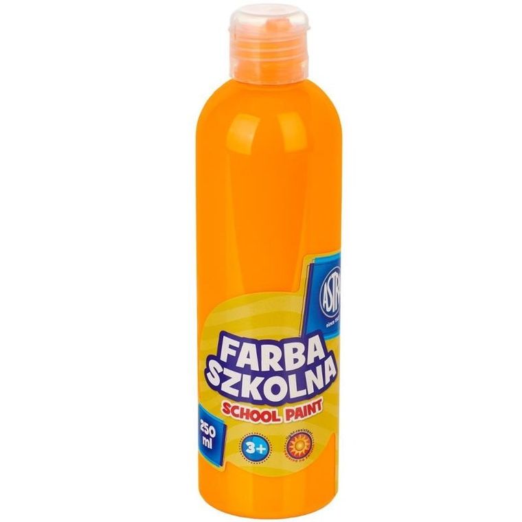 Astra, farba szkolna, naturalna tempera, 250 ml, fluorescencyjna pomarańczowa