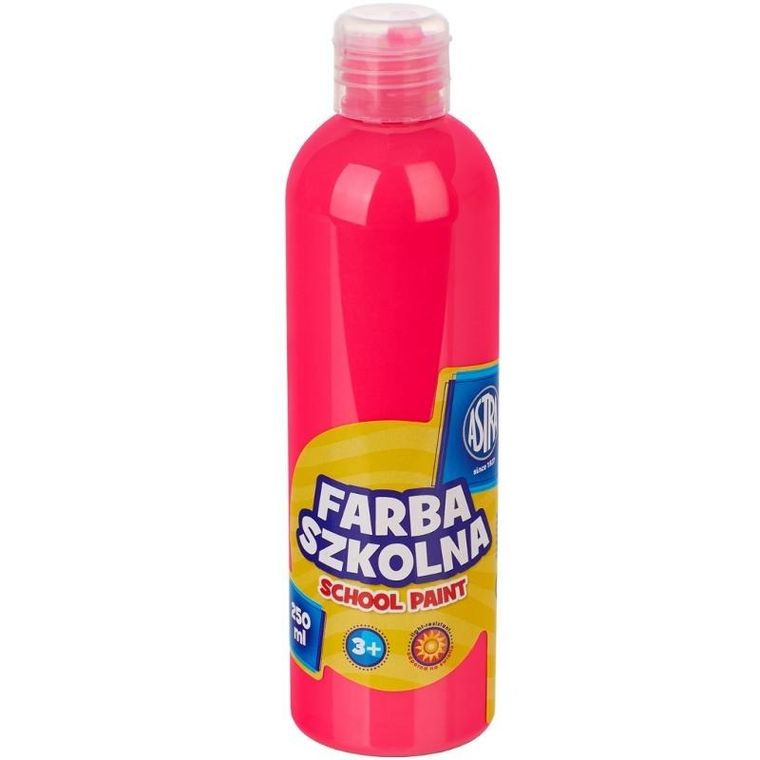 Astra, farba szkolna, naturalna tempera, 250 ml, fluorescencyjna różowa