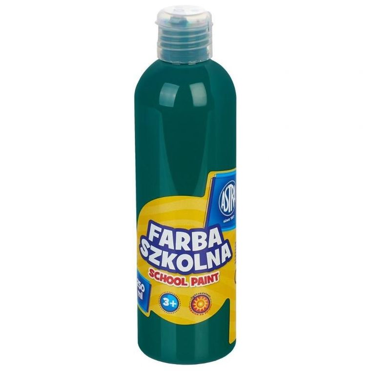Astra, farba szkolna, naturalna tempera, 250 ml, zielona ciemna
