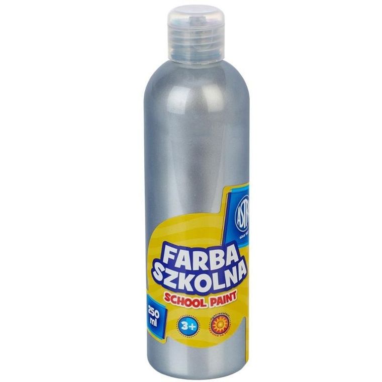 Astra, farba szkolna w butelce, 250 ml, srebrny metalic