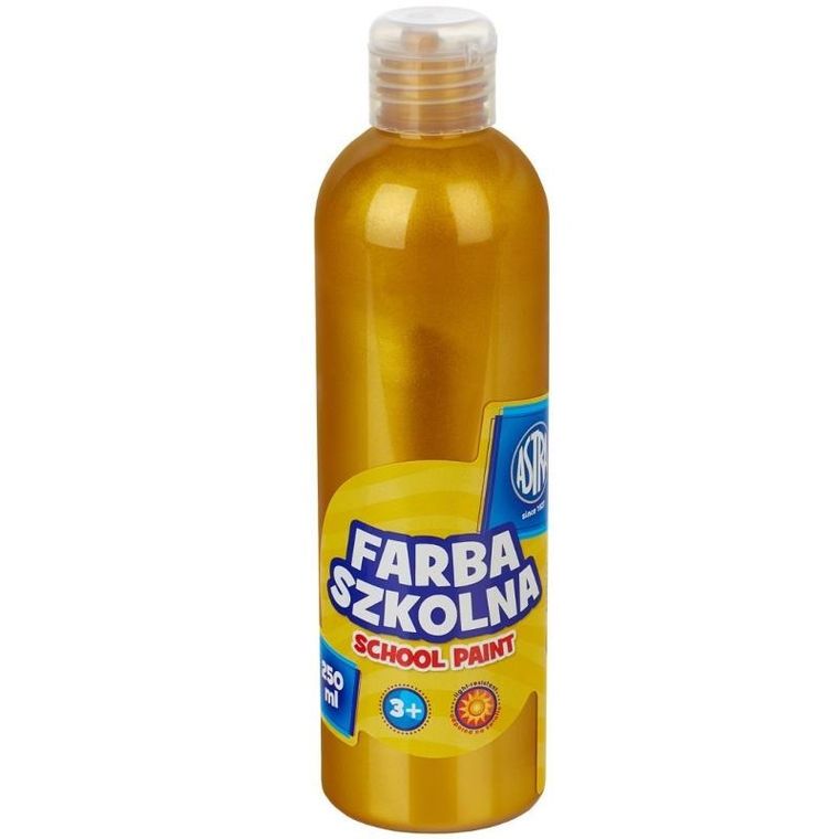 Astra, farba szkolna w butelce, złoty metalic, 250 ml