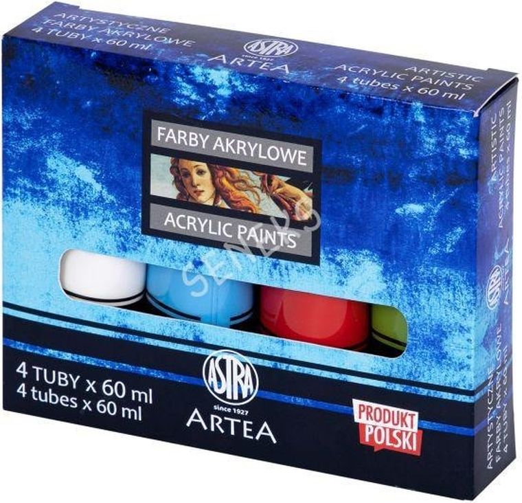 Astra, farby akrylowe, tuba, 4 kolory