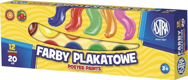 Astra, farby plakatowe, 12 kolorów, 20 ml