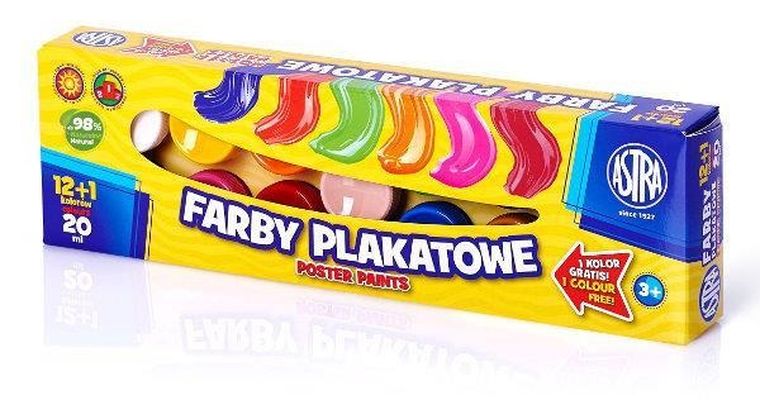 Astra, farby plakatowe, 13 kolorów po 20 ml