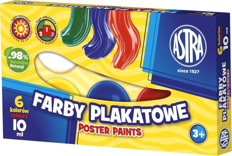Astra, farby plakatowe, 6 kolorów 10 ml