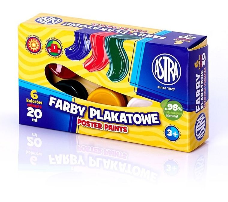 Astra, farby plakatowe, 6 kolorów, 20 ml