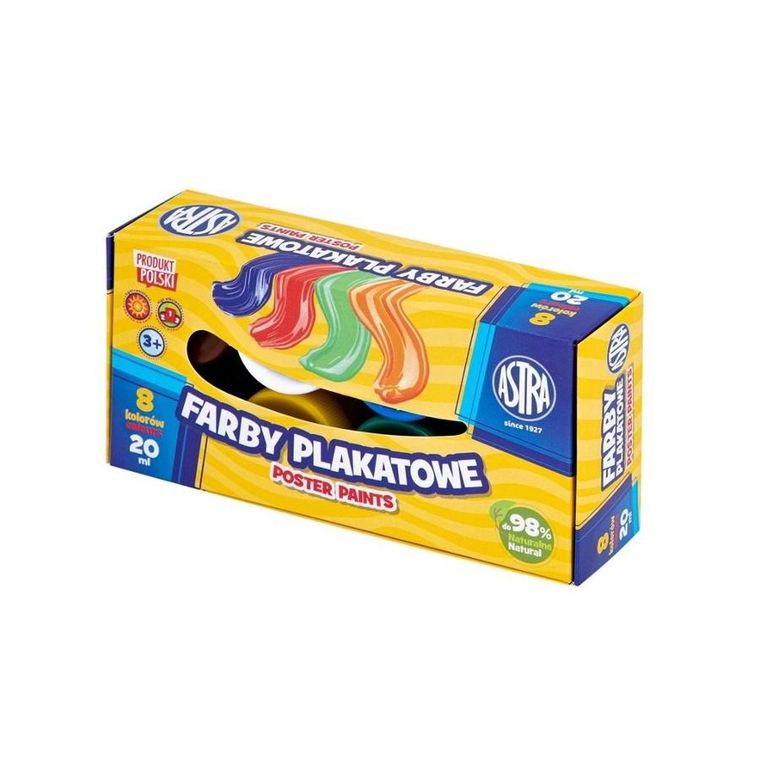 Astra, farby plakatowe, 8 kolorów, 20 ml
