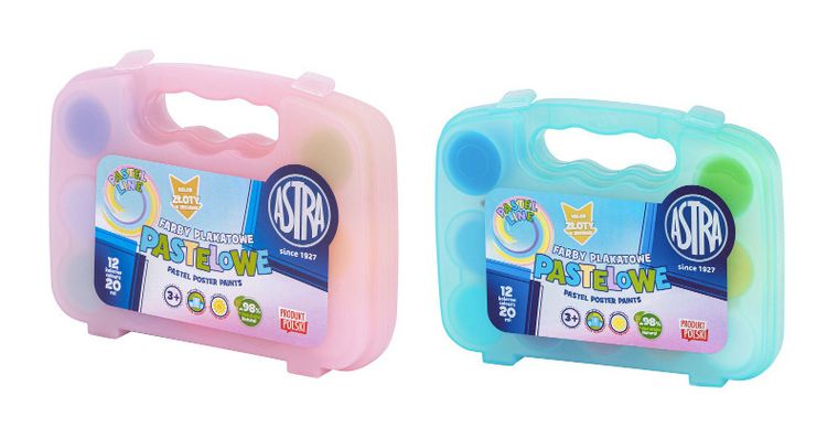 Astra, farby plakatowe, pastelowe, 12 kolorów, 1 szt.