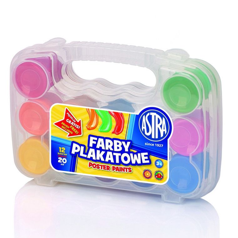 Astra, farby plakatowe w walizce, 12 kolorów, 20 ml