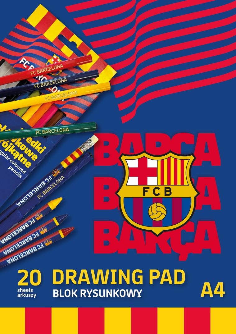Astra, FC Barcelona, blok rysunkowy, A4, 100g, 20 arkuszyuszy