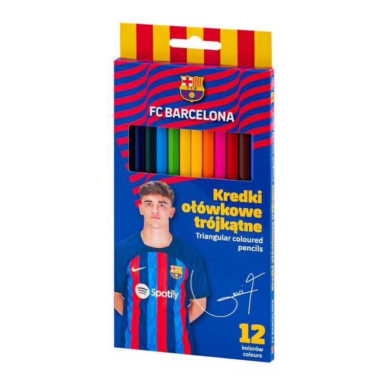 Astra, FC Barcelona, kredki ołówkowe, trójkątne, 12 kolorów