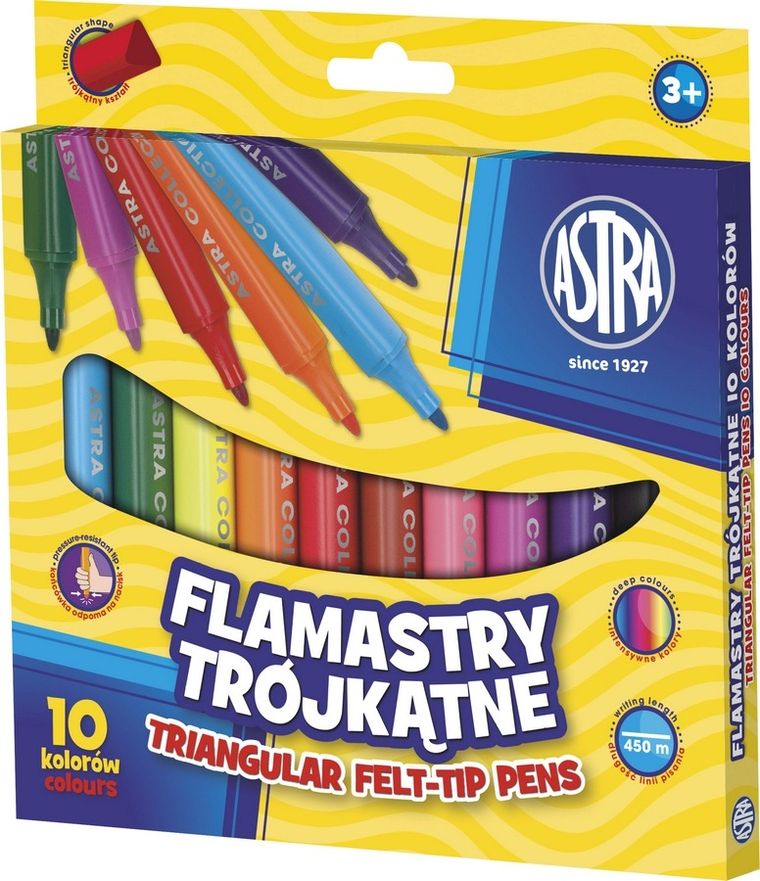 Astra, Jumbo, flamastry trójkątne, 10 kolorów
