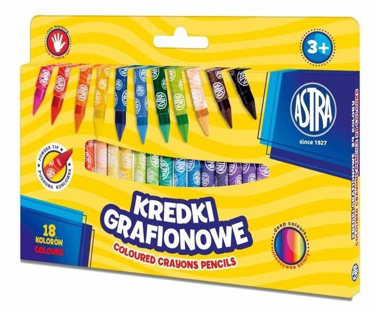 Astra, kredki grafionowe okrągłe, 18 kolorów