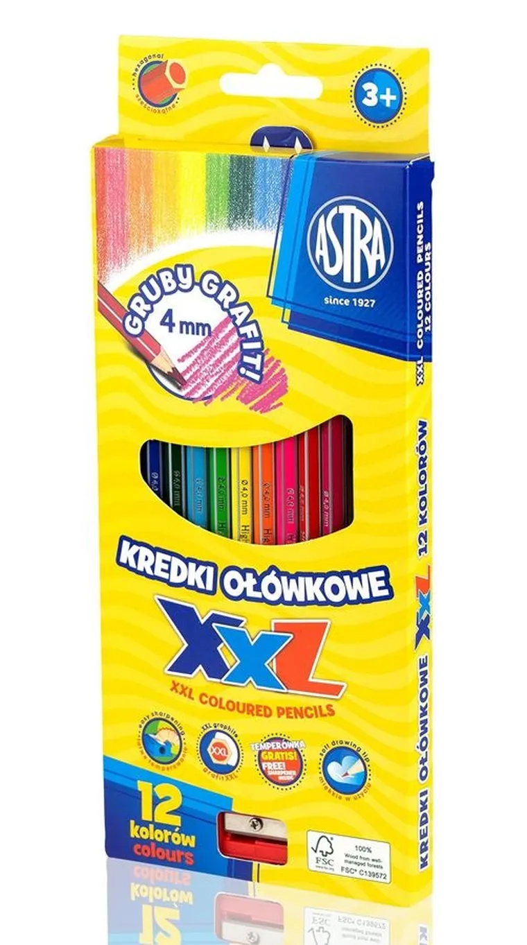Astra, kredki ołówkowe heksagonalne, 12 kolorów