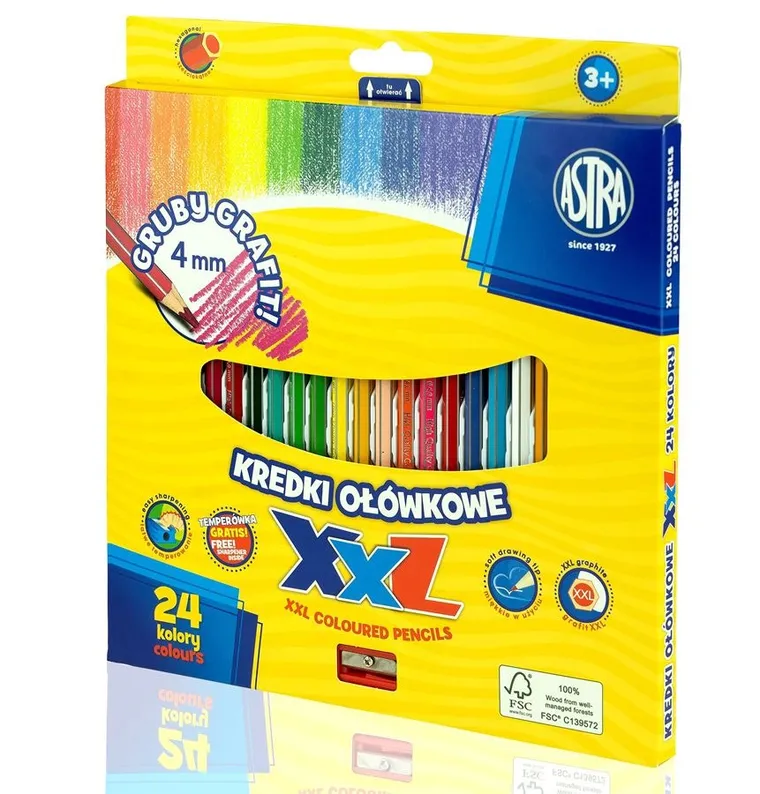 Astra, kredki ołówkowe heksagonalne, 24 kolorów