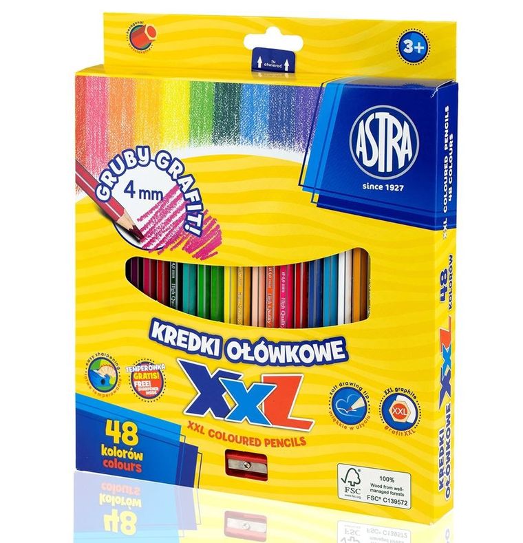 Astra, kredki ołówkowe heksagonalne, 48 kolorów