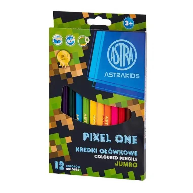 Astra, kredki ołówkowe jumbo, okrągłe, 12 kolorów