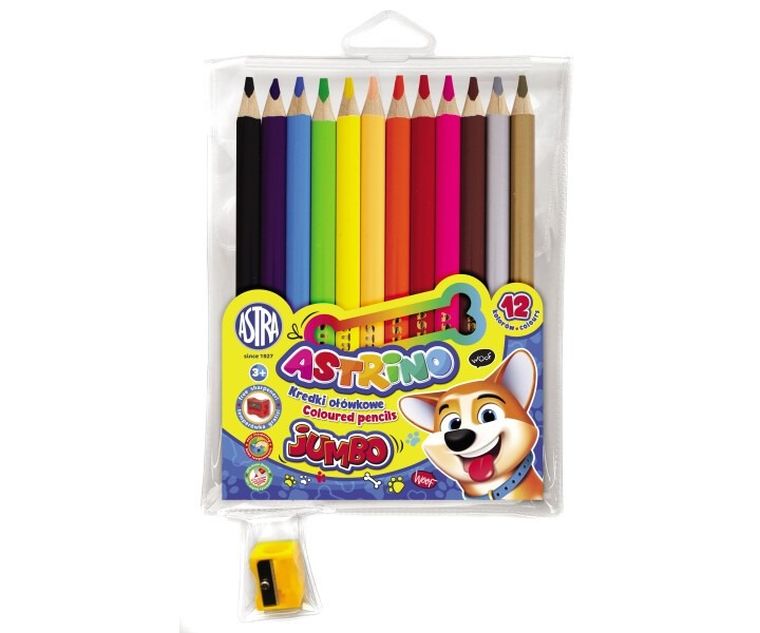 Astra, kredki ołówkowe, okrągłe, 12 kolorów + temperówka