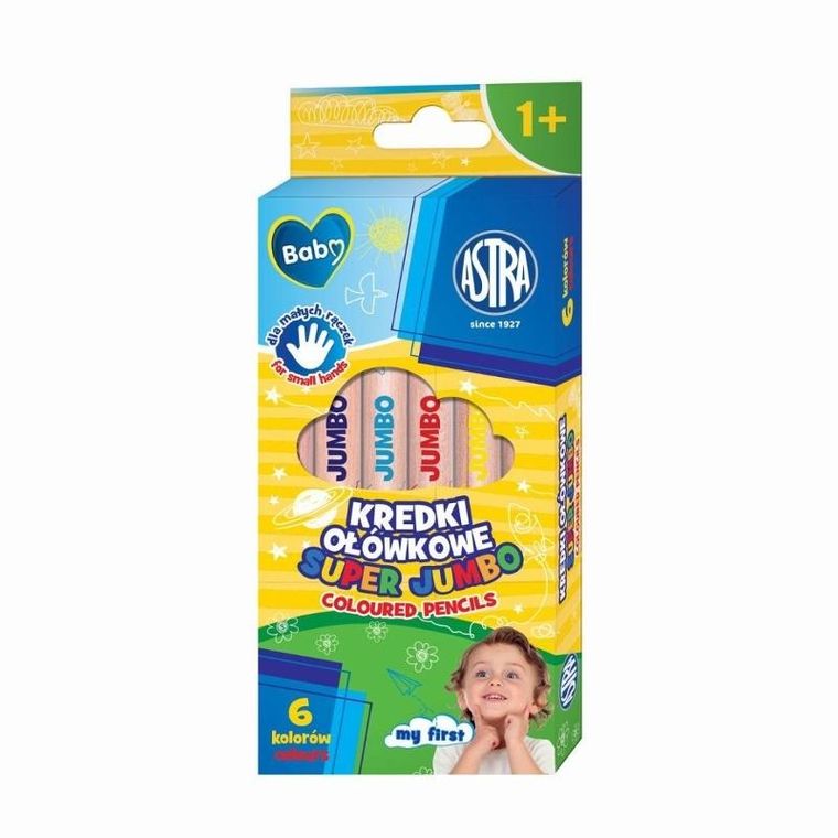 Astra, kredki ołówkowe super jumbo, okrągłe, 6 kolorów