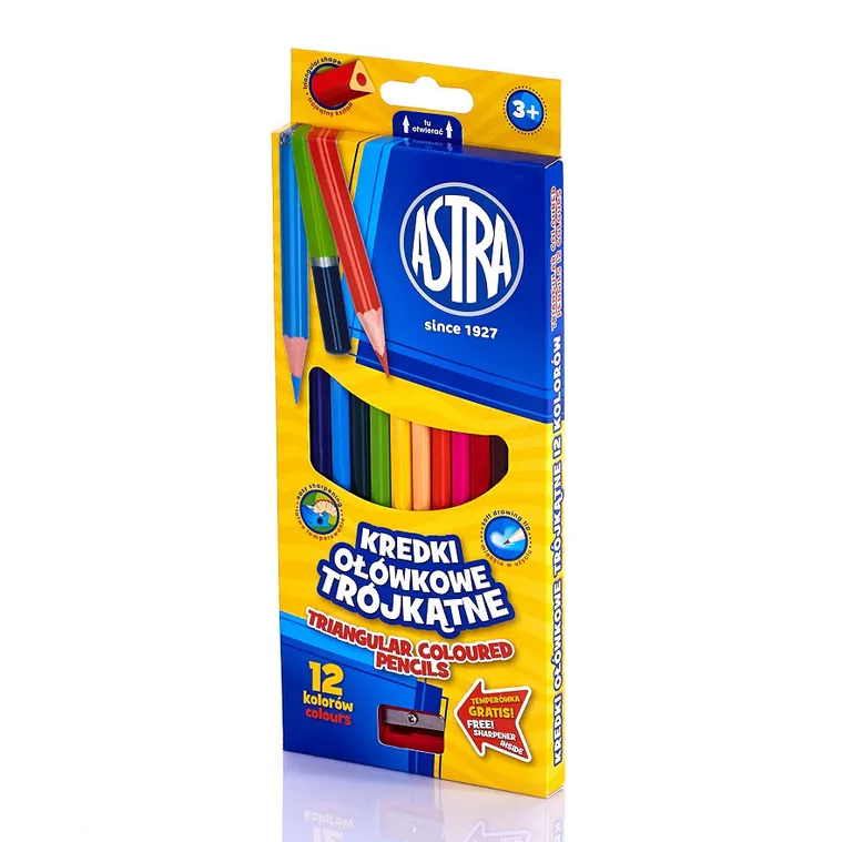Astra, kredki ołówkowe trójkątne, 12 kolorów