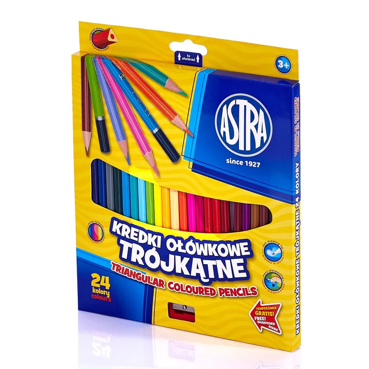 Astra, kredki ołówkowe trójkątne, 24 kolory