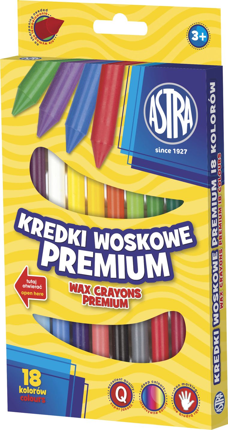 Astra, kredki woskowe, 18 kolorów