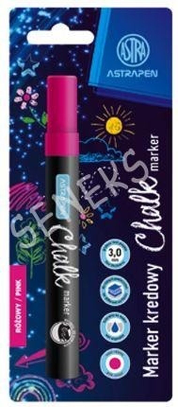 Astra, marker kredowy okrągły, różowy