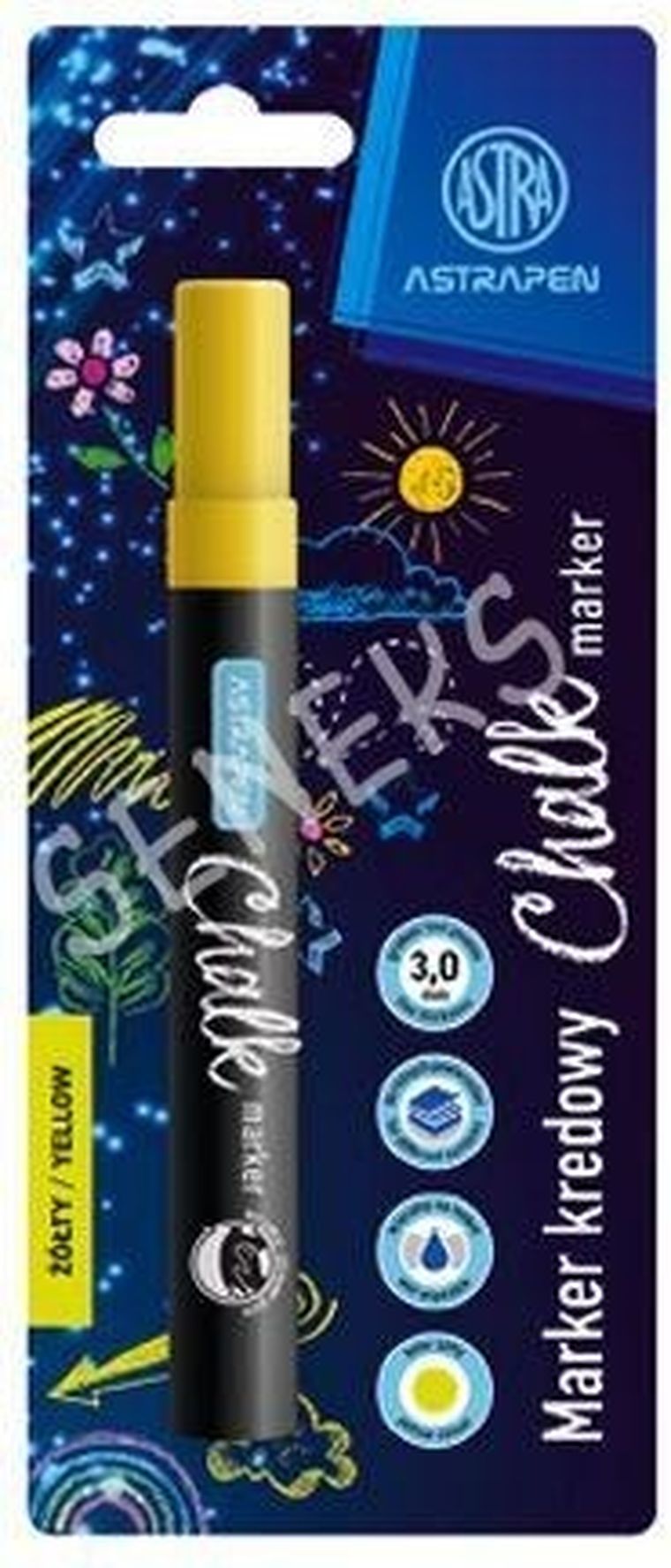 Astra, marker kredowy okrągły, żółty