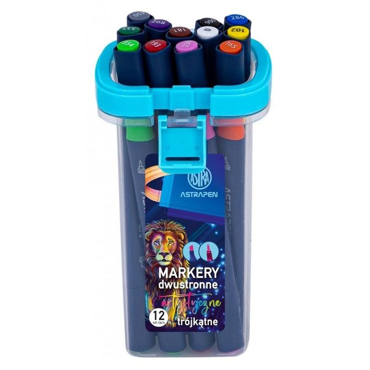 Astra, markery artystyczne, trójkątne dwustronne, 12 kolorów