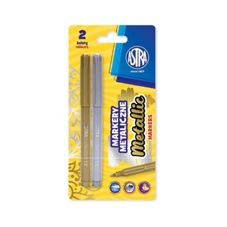 Astra, markery metaliczne, złoty, srebrny, 2 szt.