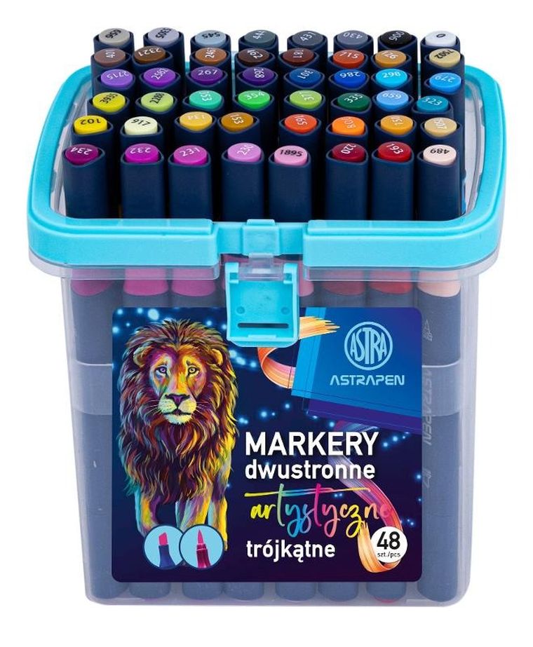 Astra, markery trójkątne, dwustronne, 48 kolory