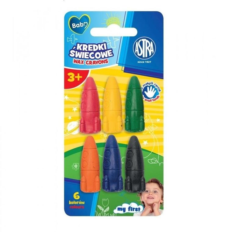 Astra, My First, kredki świecowe, rakiety, 6 kolorów