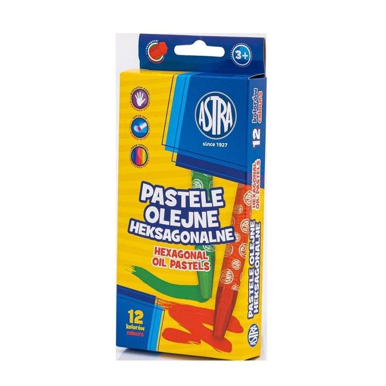 Astra, pastele olejne, heksagonalne, 12 kolorów