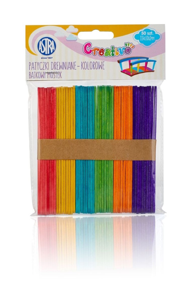 Astra, patyczki drewniane kolorowe, bajkowy mostek, 50 szt.