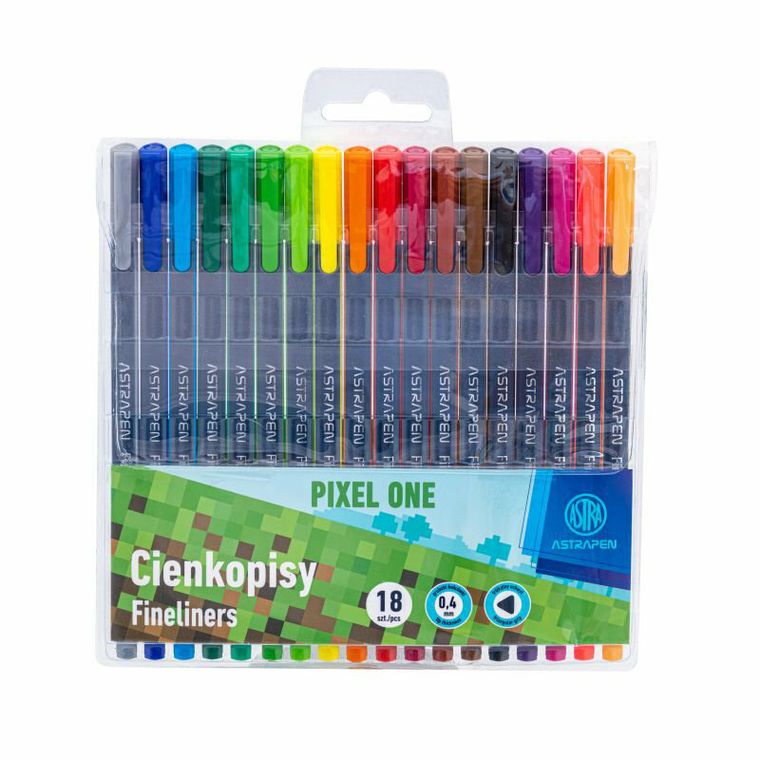 Astra, Pixel One, cienkopisy trójkątne, 0,4 mm, 18 kolorów