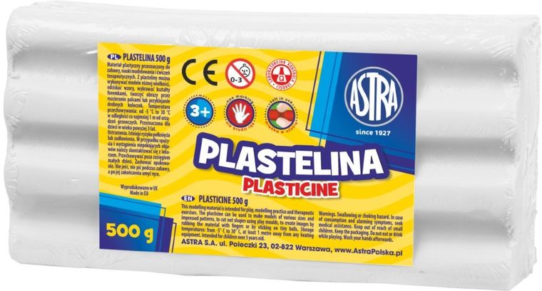Astra, plastelina, biała, 500g
