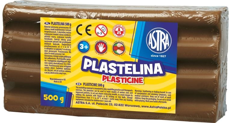 Astra, plastelina, brązowa, 500g