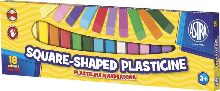 Astra, plastelina szkolna, kwadratowa, 18 kolorów